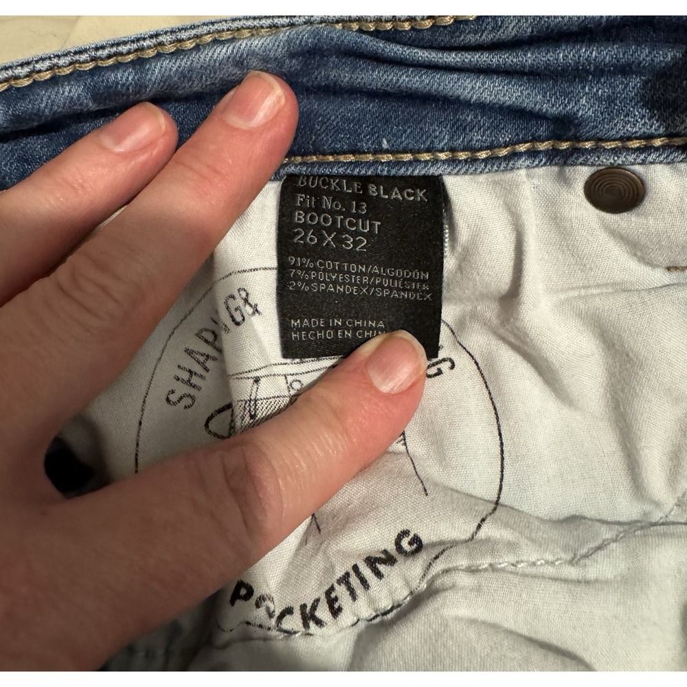 BUCKLE BLACK Womens High End Buckle Jeans 26x42 Bootcut Slight Distressed Sexy - Picture 4 of 6